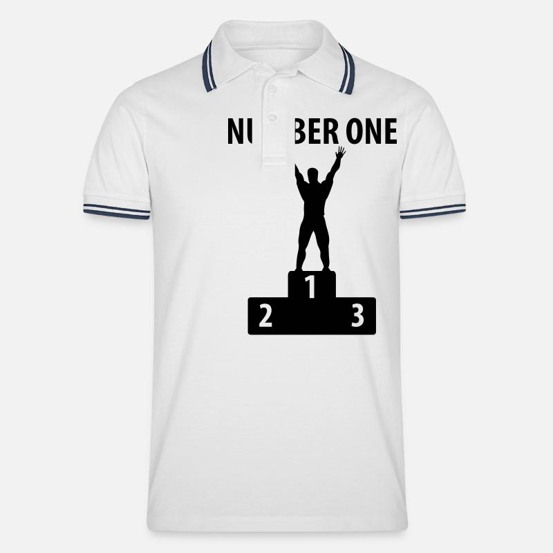 Number One - Männer Tipped Poloshirt - Weiß/Navy