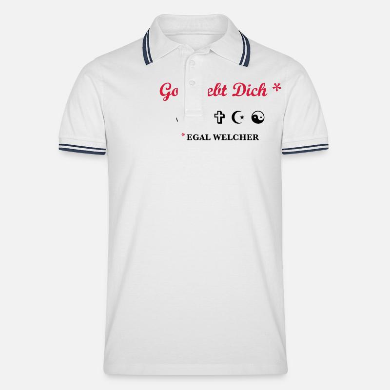 Gott liebt Dich - Männer Tipped Poloshirt - Weiß/Navy