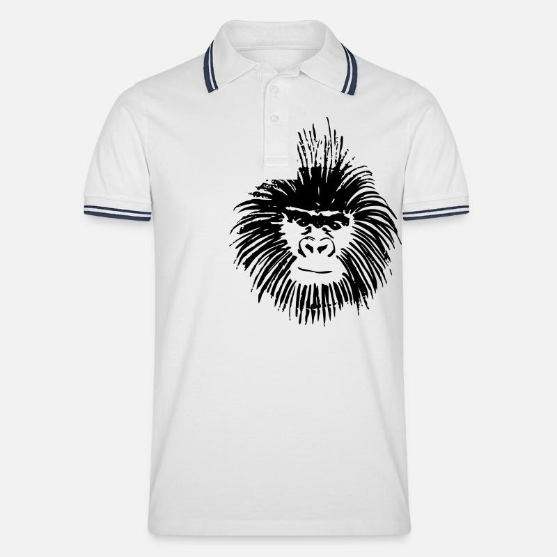 gorilla - Männer Tipped Poloshirt - Weiß/Navy