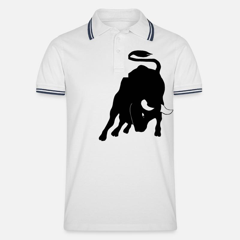 Stier - Männer Tipped Poloshirt - Weiß/Navy