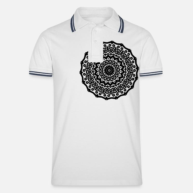 Mandala - Männer Tipped Poloshirt - Weiß/Navy