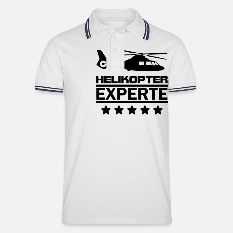 helikopter experte - Männer Tipped Poloshirt - Weiß/Navy