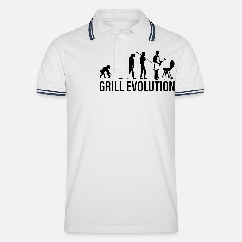 grill evolution - Männer Tipped Poloshirt - Weiß/Navy