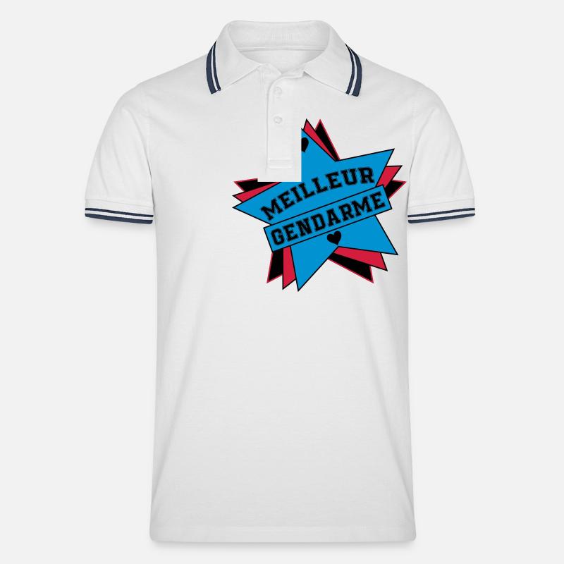 BESTE GENDARME - Männer Tipped Poloshirt - Weiß/Navy