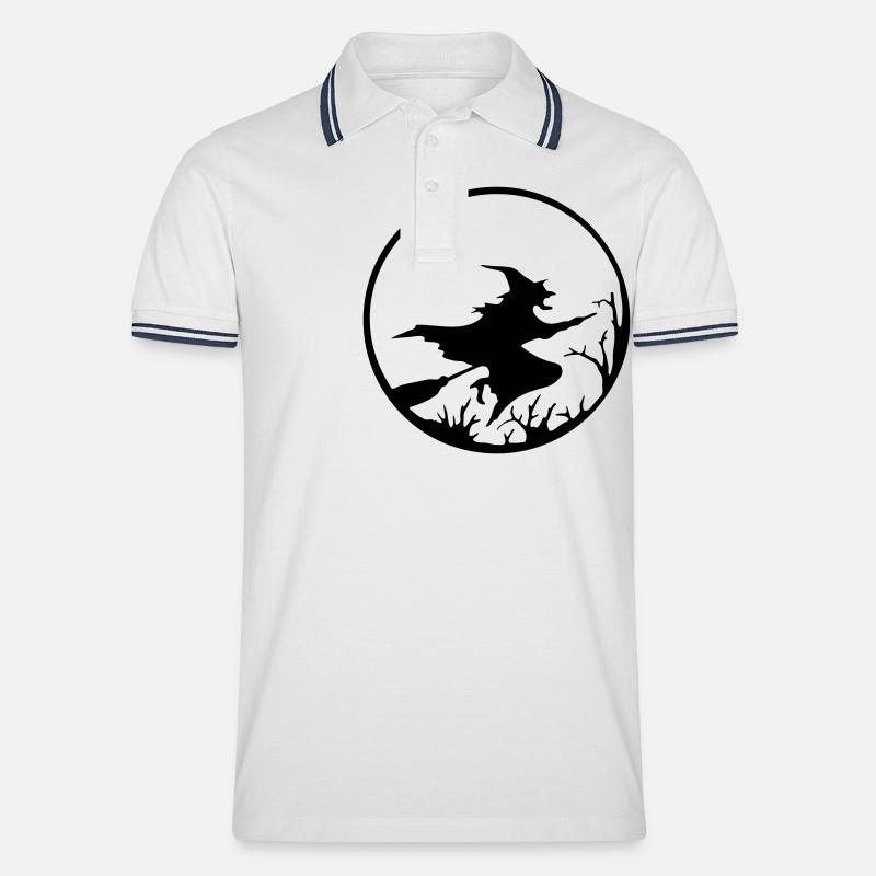 hexe - Männer Tipped Poloshirt - Weiß/Navy
