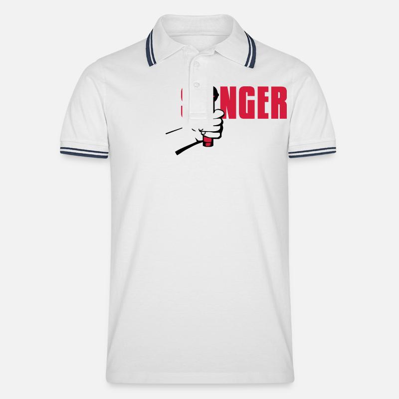 singer - Männer Tipped Poloshirt - Weiß/Navy