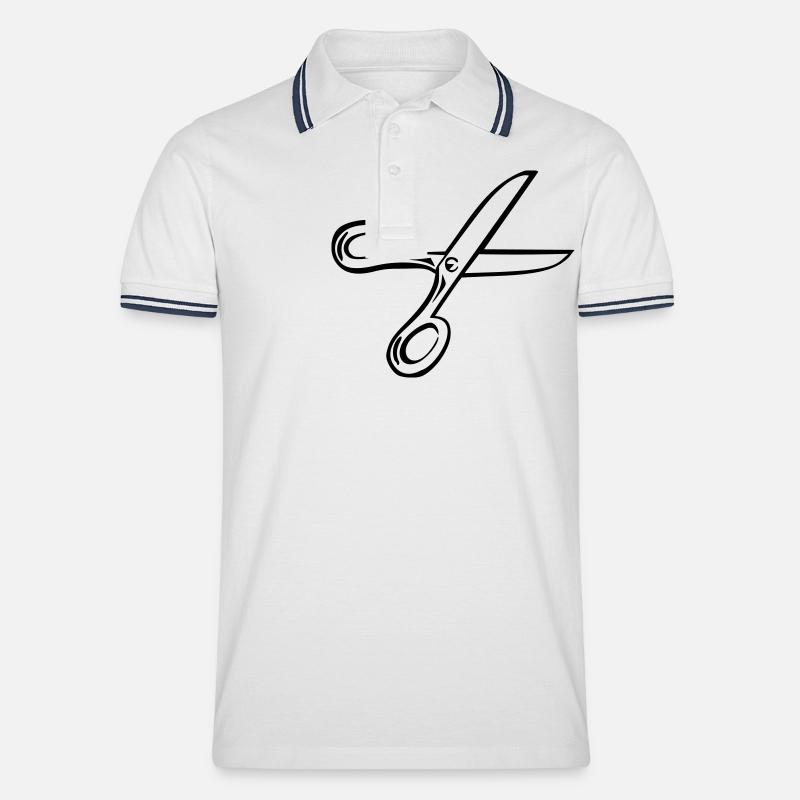 Schere - Männer Tipped Poloshirt - Weiß/Navy