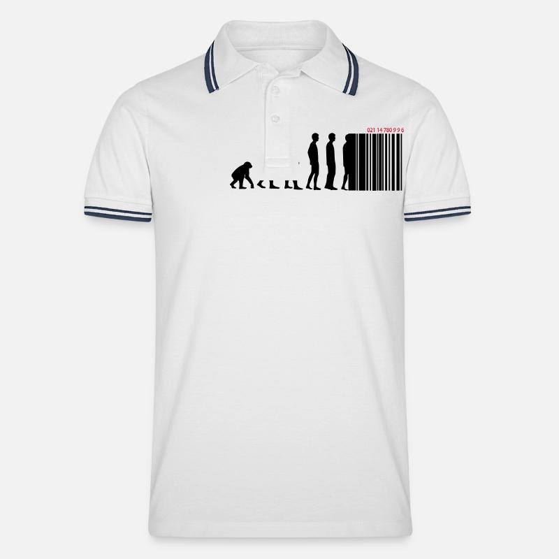 DARWIN - EVOLUTION SOCIETE - CODE BARRE - Polo tipped Homme - blanc/marine