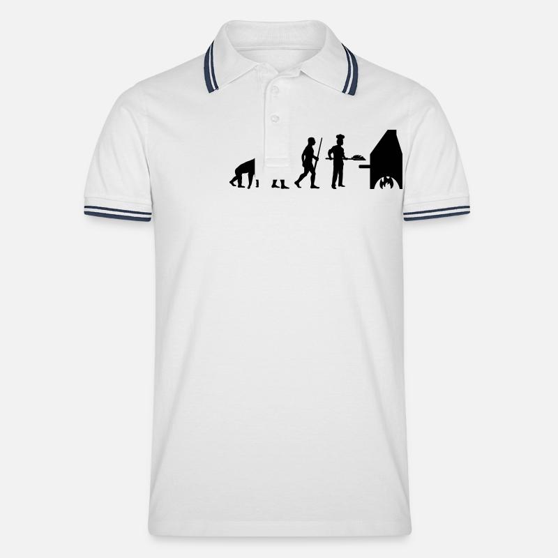 Pizzabäcker Evolution - Männer Tipped Poloshirt - Weiß/Navy