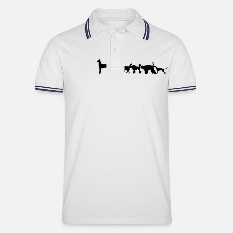 DOGS - Männer Tipped Poloshirt - Weiß/Navy