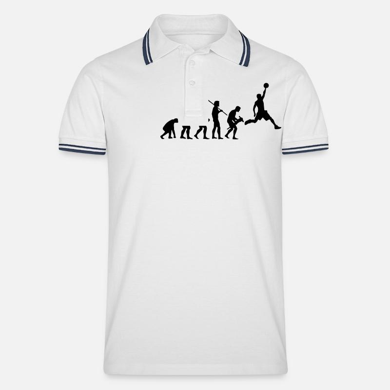 BASKETBALL EVOLUTION - Männer Tipped Poloshirt - Weiß/Navy