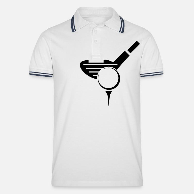 Golf - Golfball - Männer Tipped Poloshirt - Weiß/Navy