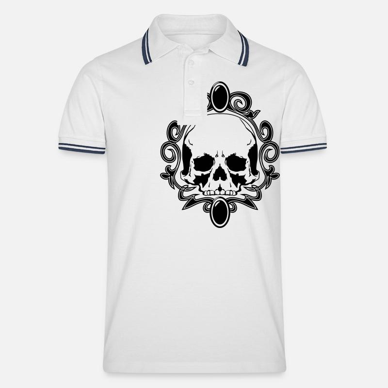 Gothic totenkopf schmuck - Männer Tipped Poloshirt - Weiß/Navy