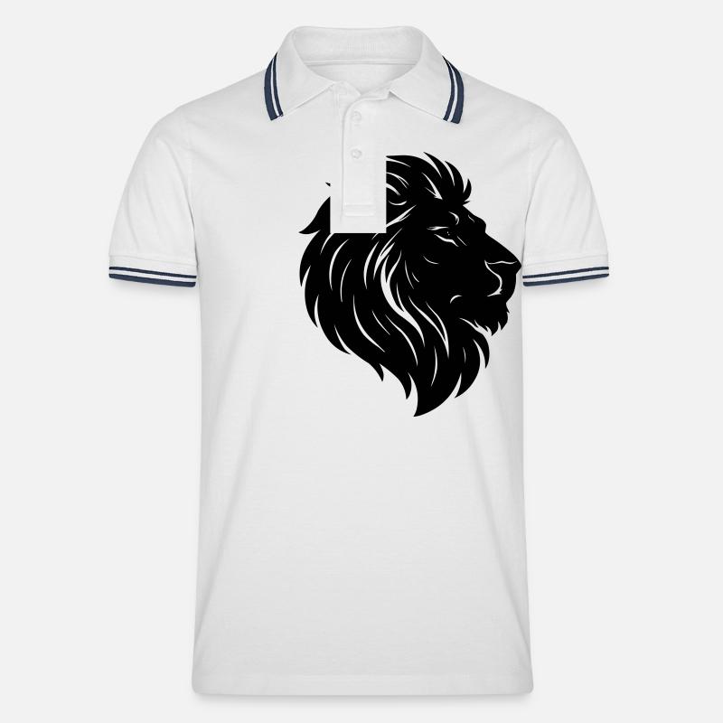 Löwe Löwenkopf - Männer Tipped Poloshirt - Weiß/Navy