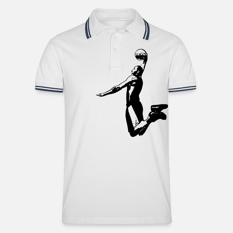 Basketball - Männer Tipped Poloshirt - Weiß/Navy