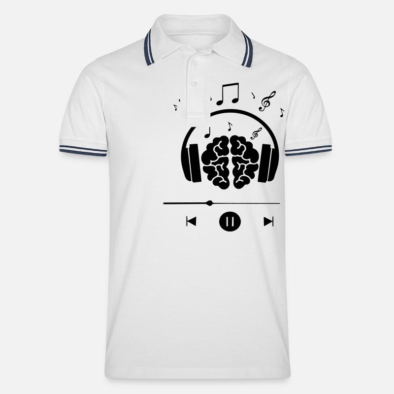 Musik - Männer Tipped Poloshirt - Weiß/Navy