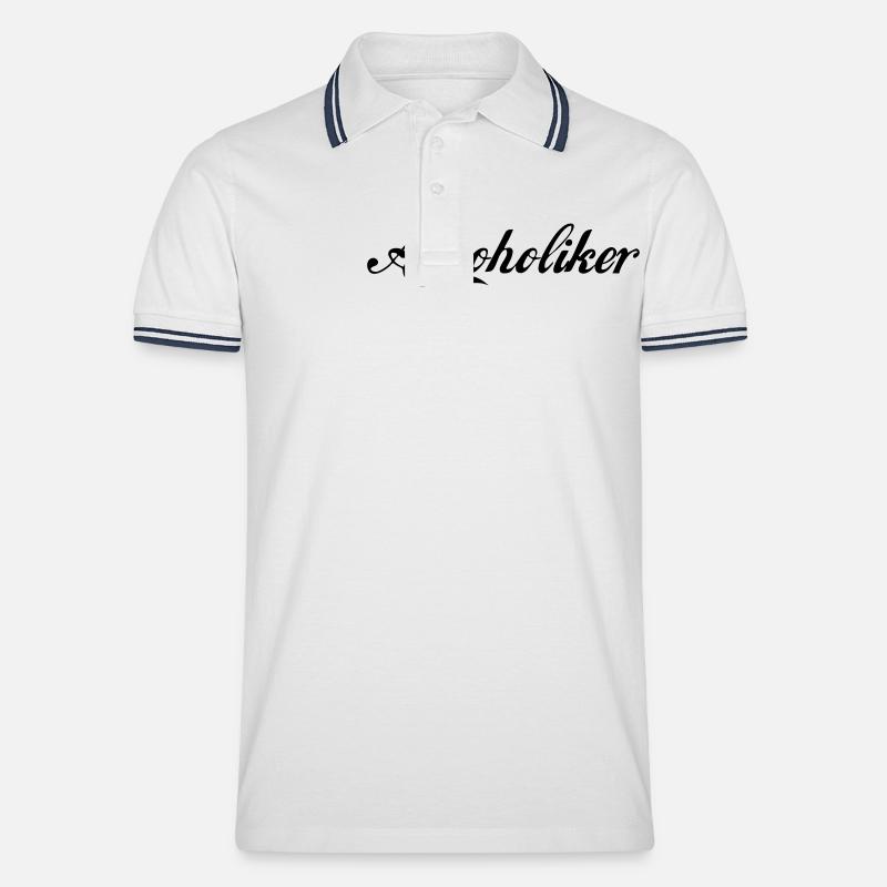 alkoholiker - Männer Tipped Poloshirt - Weiß/Navy