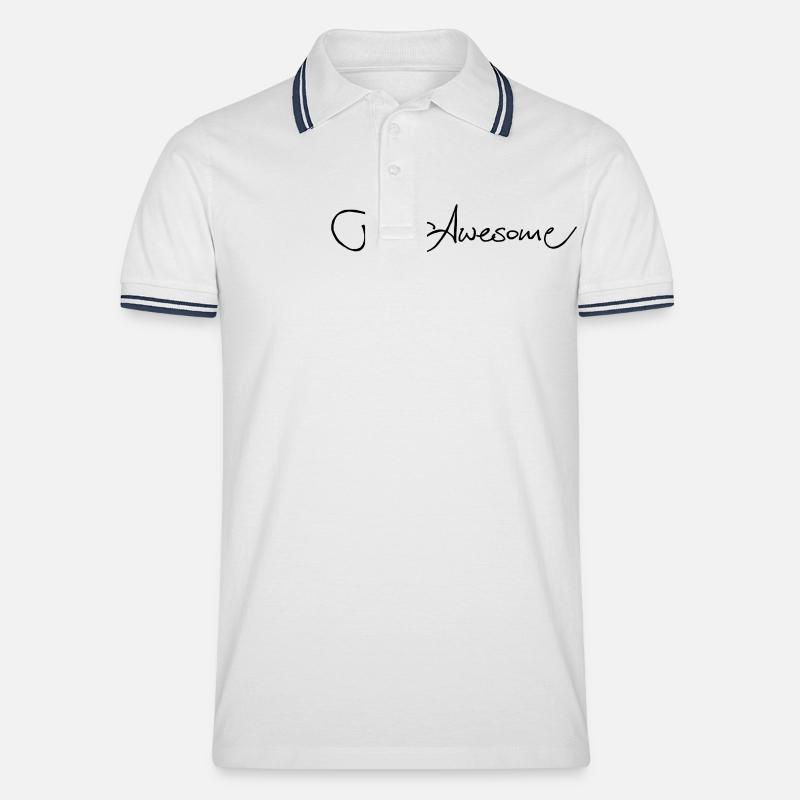Team Awesome - Männer Tipped Poloshirt - Weiß/Navy