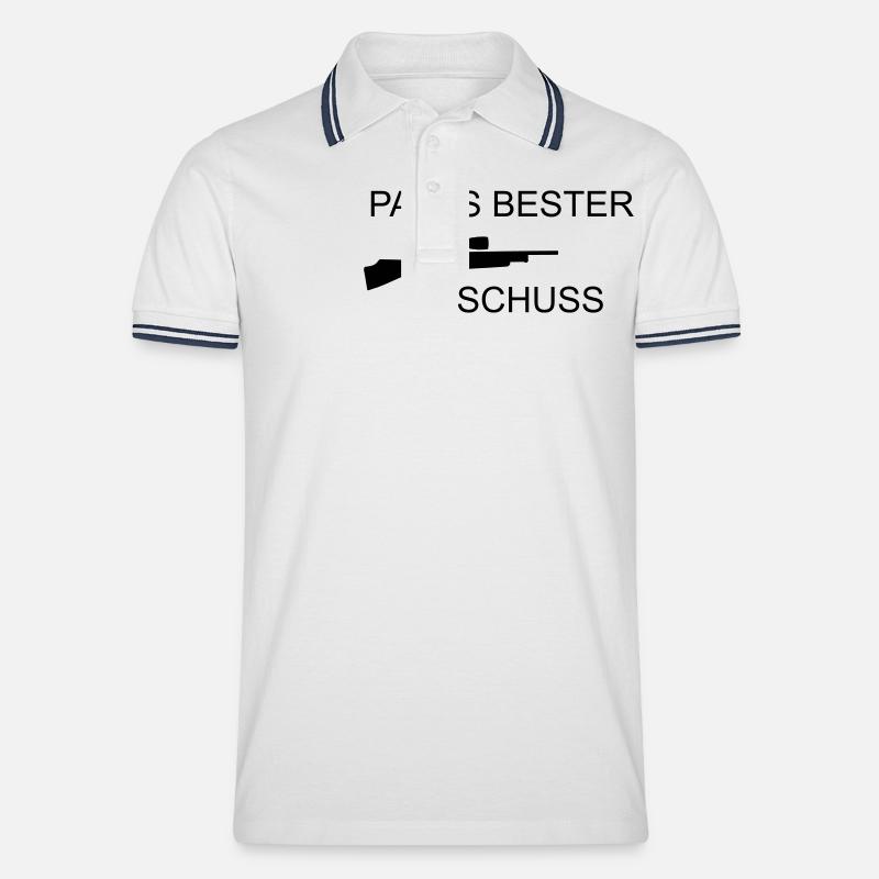 Papas bester Schuss - Männer Tipped Poloshirt - Weiß/Navy