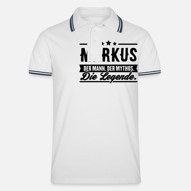 Mann Mythos Legende Markus - Männer Tipped Poloshirt - Weiß/Navy