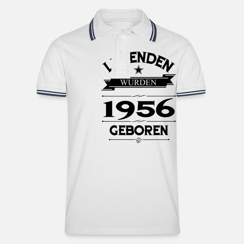 1956 - Männer Tipped Poloshirt - Weiß/Navy