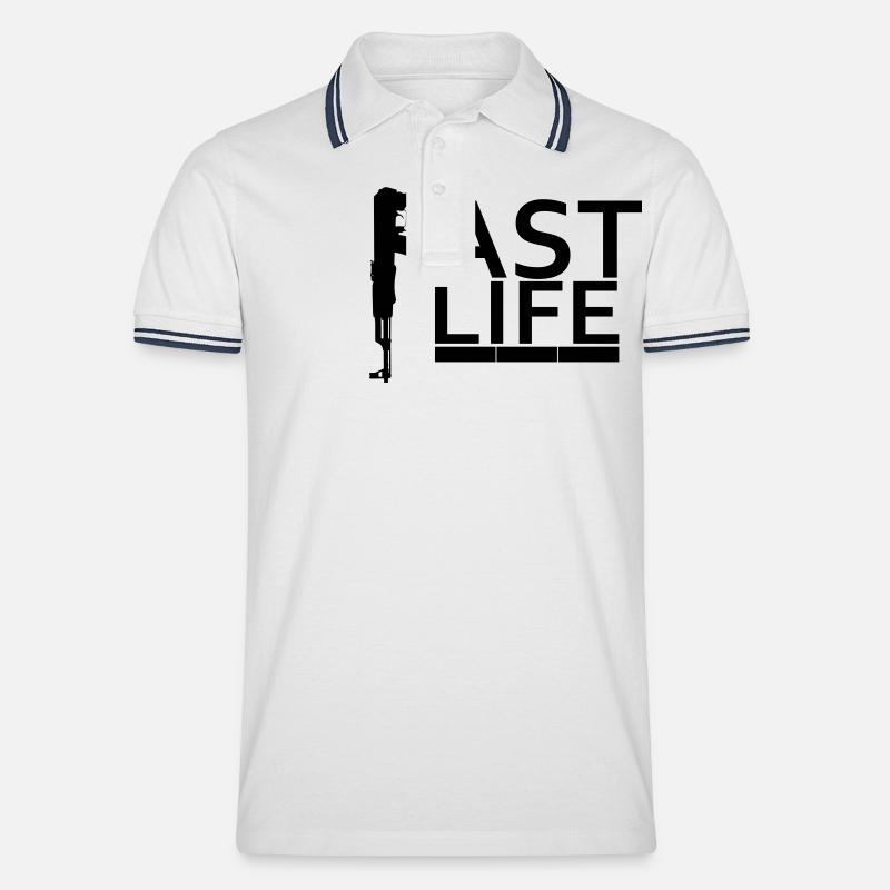 Fast Life - Männer Tipped Poloshirt - Weiß/Navy