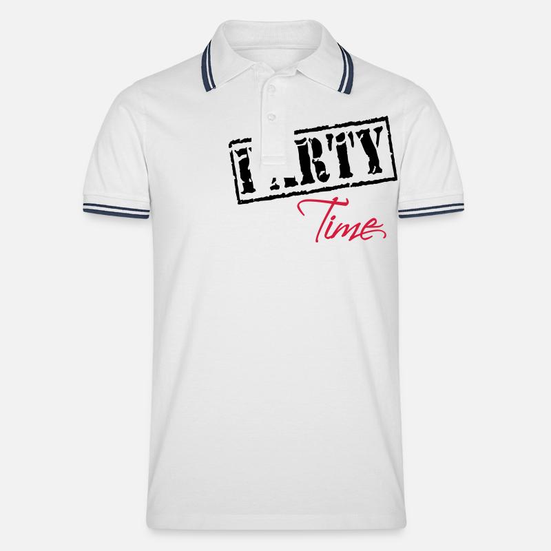 Party Time - Männer Tipped Poloshirt - Weiß/Navy