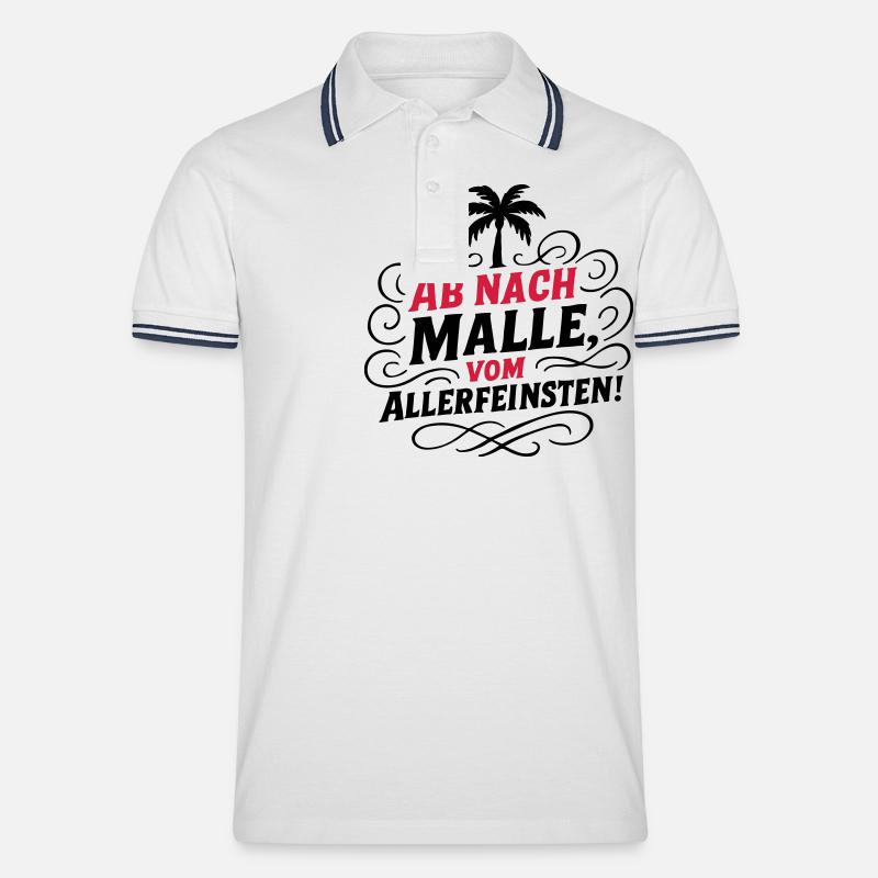 Ab Nach Malle Spruch - Männer Tipped Poloshirt - Weiß/Navy