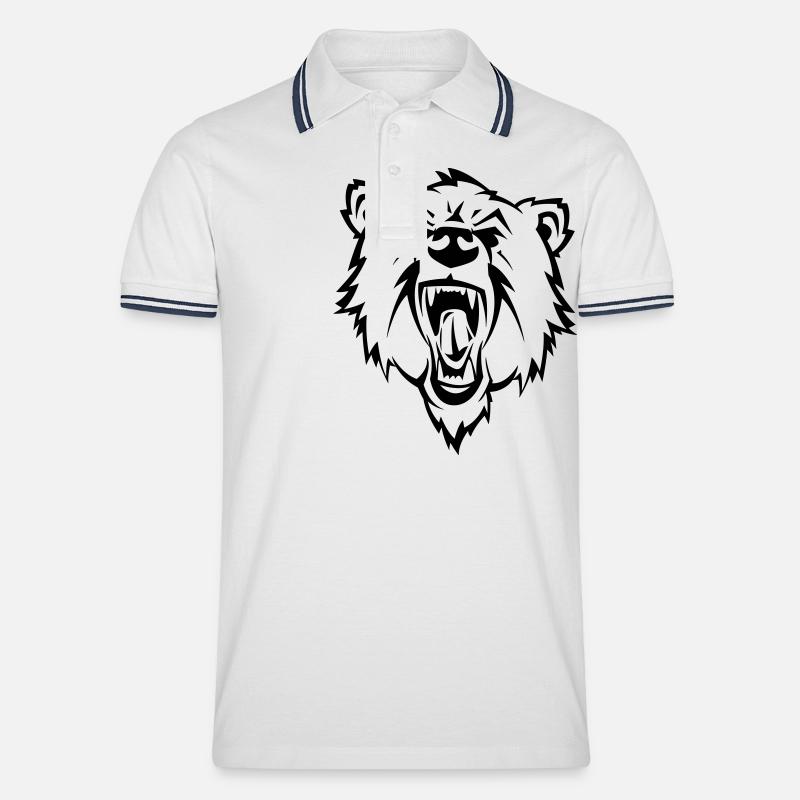 bear - Männer Tipped Poloshirt - Weiß/Navy