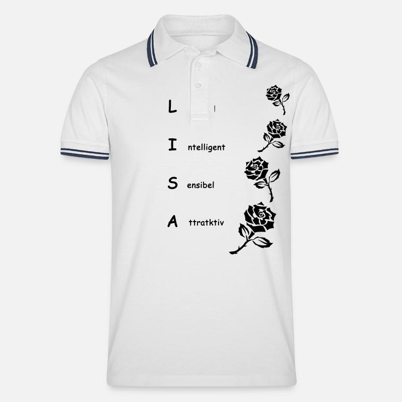 Lisa - Männer Tipped Poloshirt - Weiß/Navy