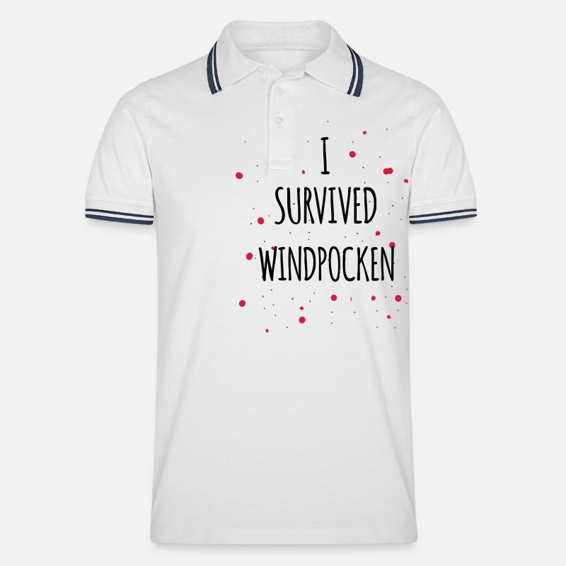 I survived Windpocken 2c - Männer Tipped Poloshirt - Weiß/Navy
