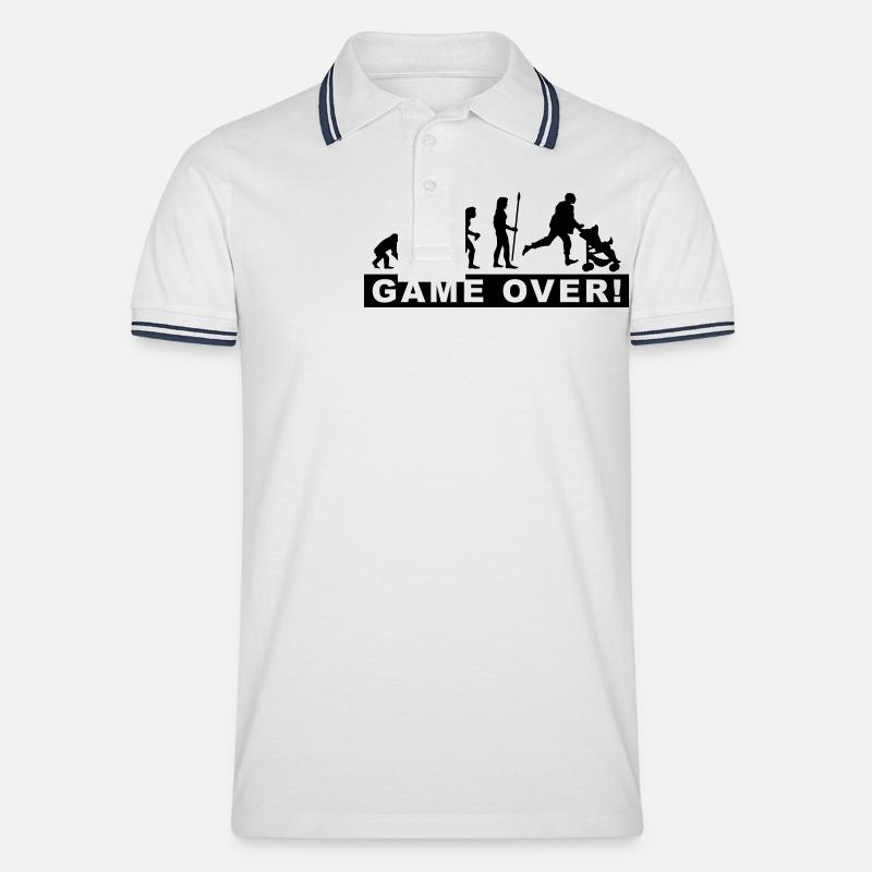 evolution_papa2 - Männer Tipped Poloshirt - Weiß/Navy