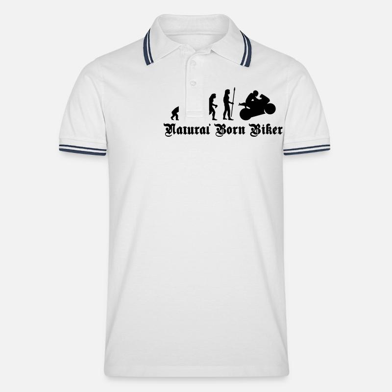 evolution_biker - Männer Tipped Poloshirt - Weiß/Navy