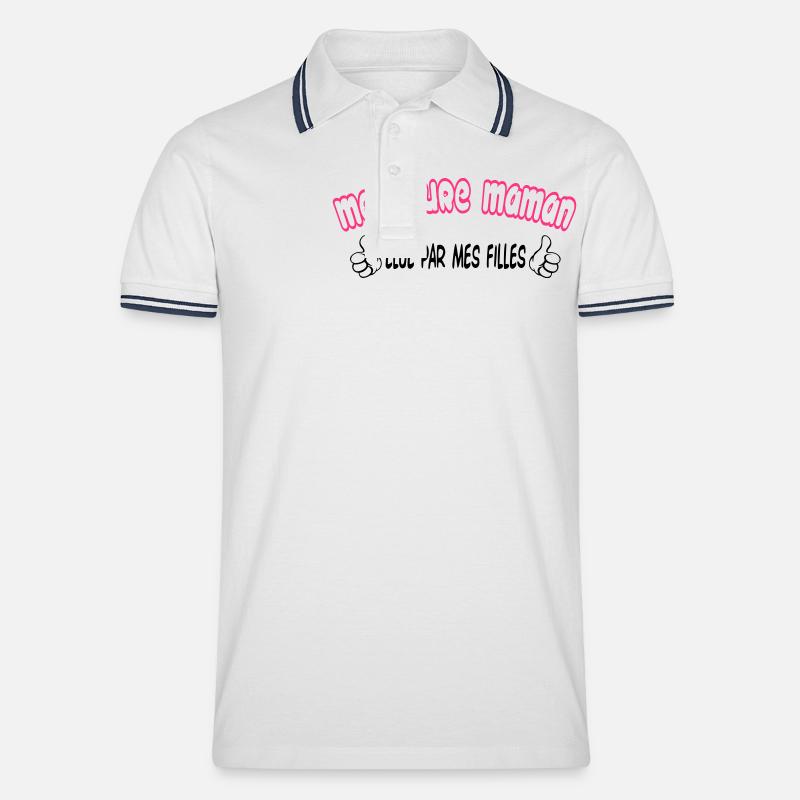 BESTE MAMA - Männer Tipped Poloshirt - Weiß/Navy