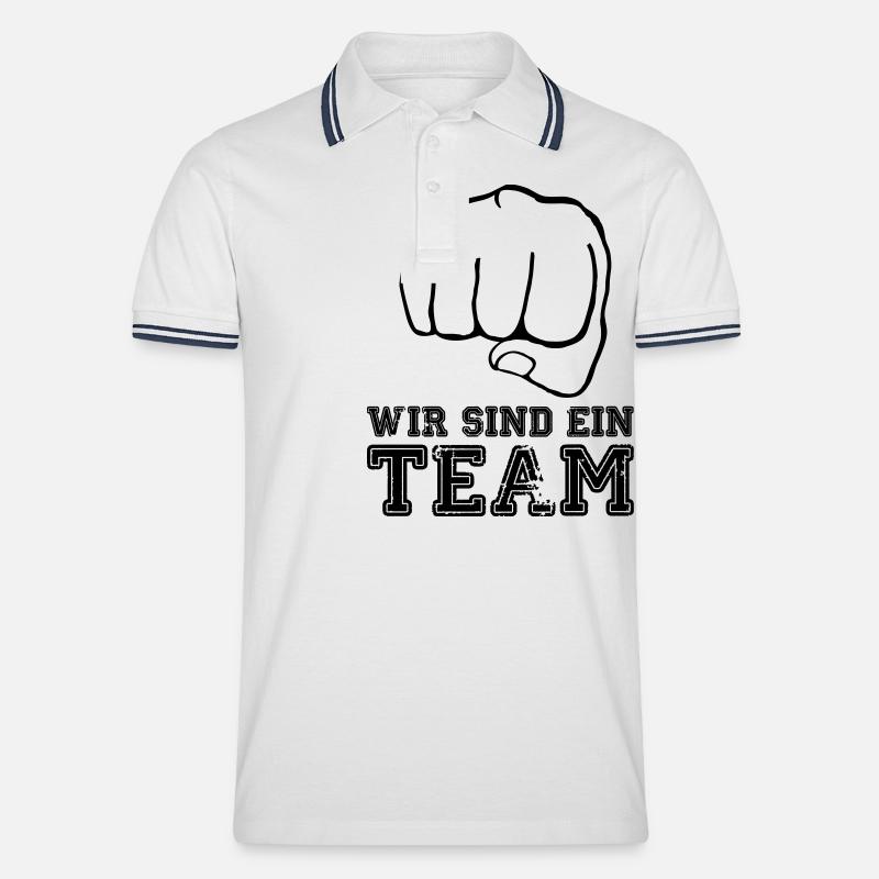 wir_sind_ein_team_faust - Männer Tipped Poloshirt - Weiß/Navy