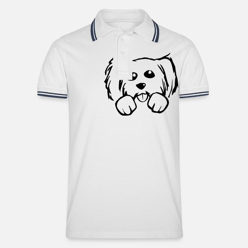 Hund - Männer Tipped Poloshirt - Weiß/Navy