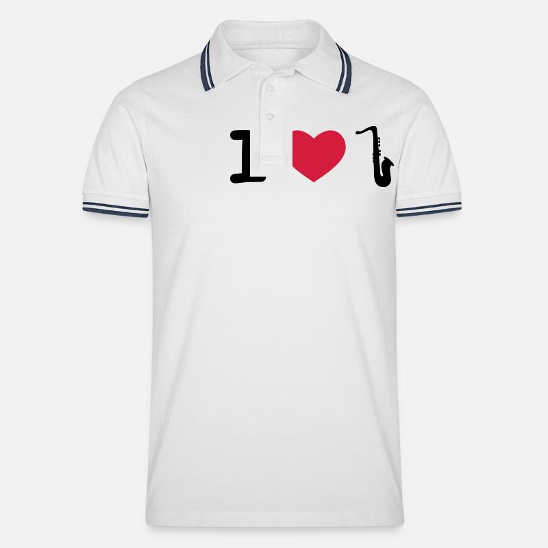 Saxophon - Männer Tipped Poloshirt - Weiß/Navy