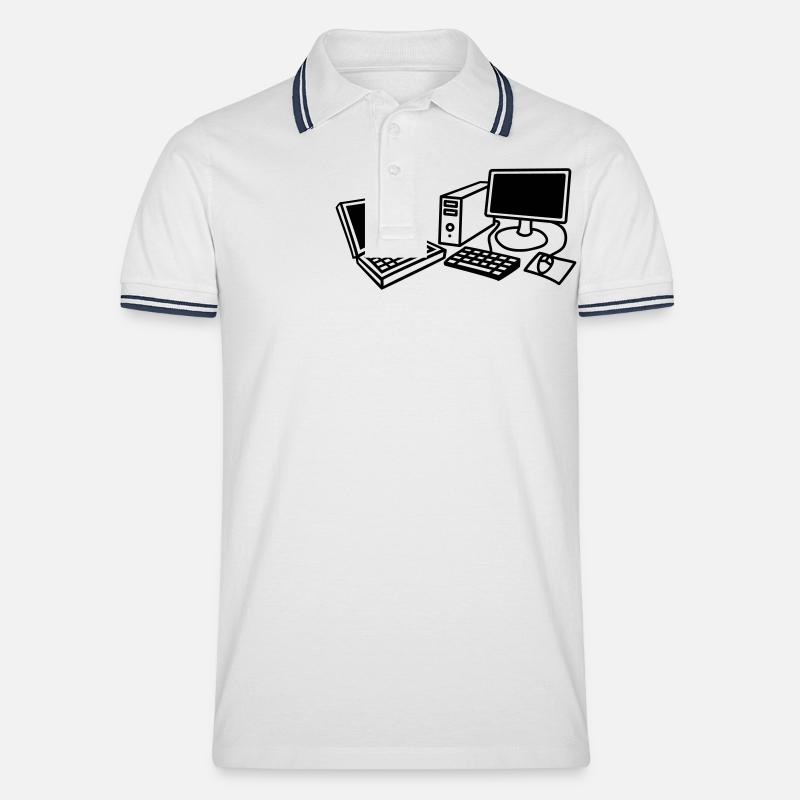 computers_1c - Männer Tipped Poloshirt - Weiß/Navy