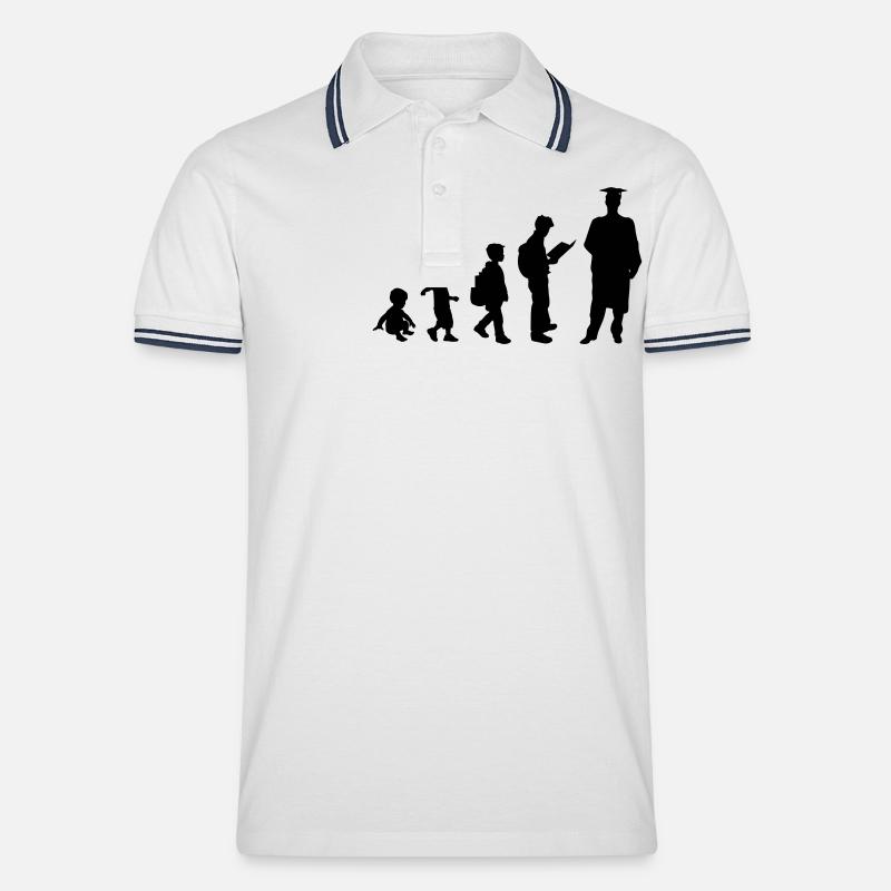 Graduation Evolution - Männer Tipped Poloshirt - Weiß/Navy