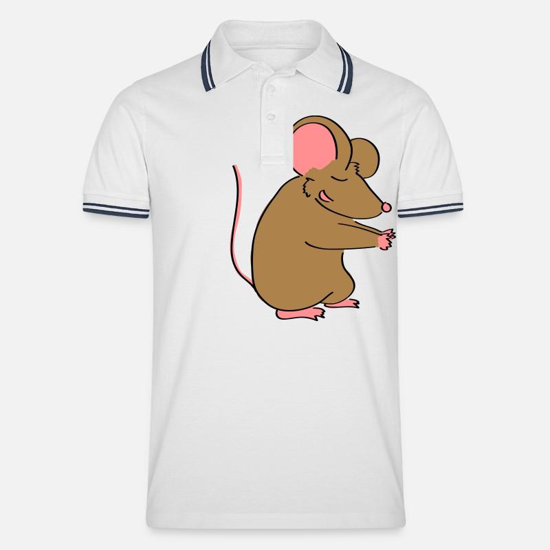 Mäusepaar Teil 2 - Männer Tipped Poloshirt - Weiß/Navy