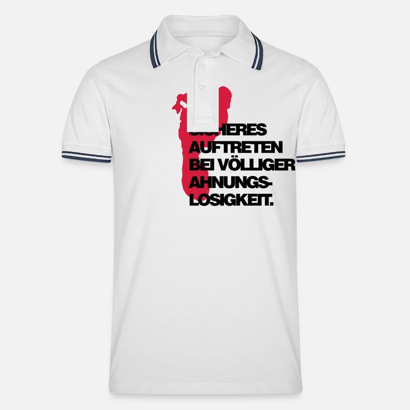 sicheres Auftreten - Männer Tipped Poloshirt - Weiß/Navy