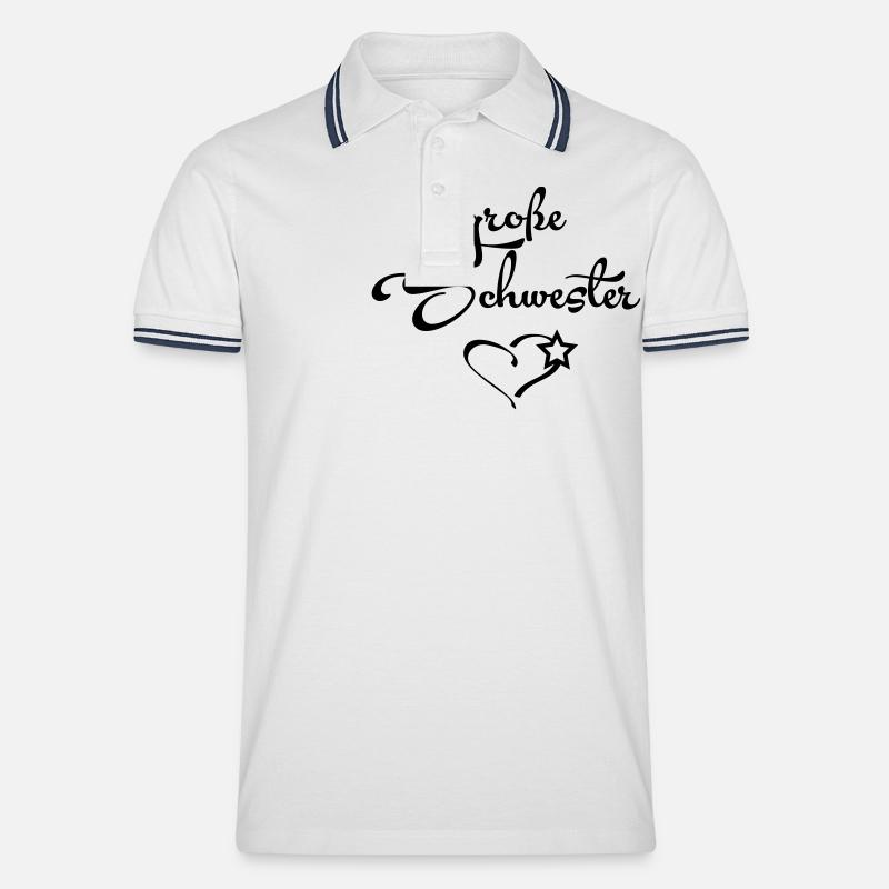 Große Schwester - Männer Tipped Poloshirt - Weiß/Navy