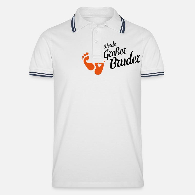 ich werde grosser bruder - Männer Tipped Poloshirt - Weiß/Navy