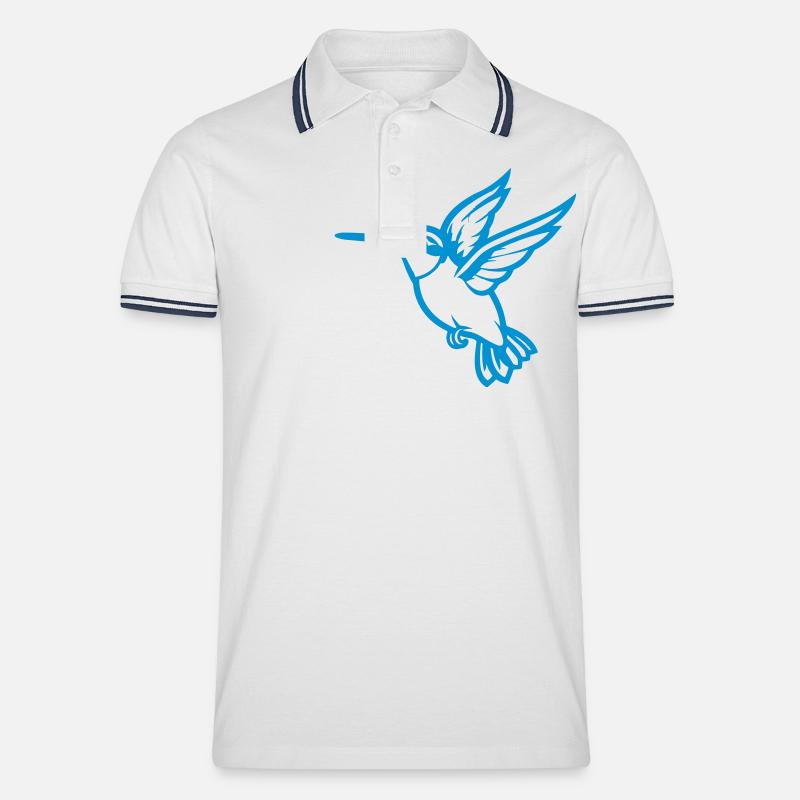 kolibri vogel - Männer Tipped Poloshirt - Weiß/Navy
