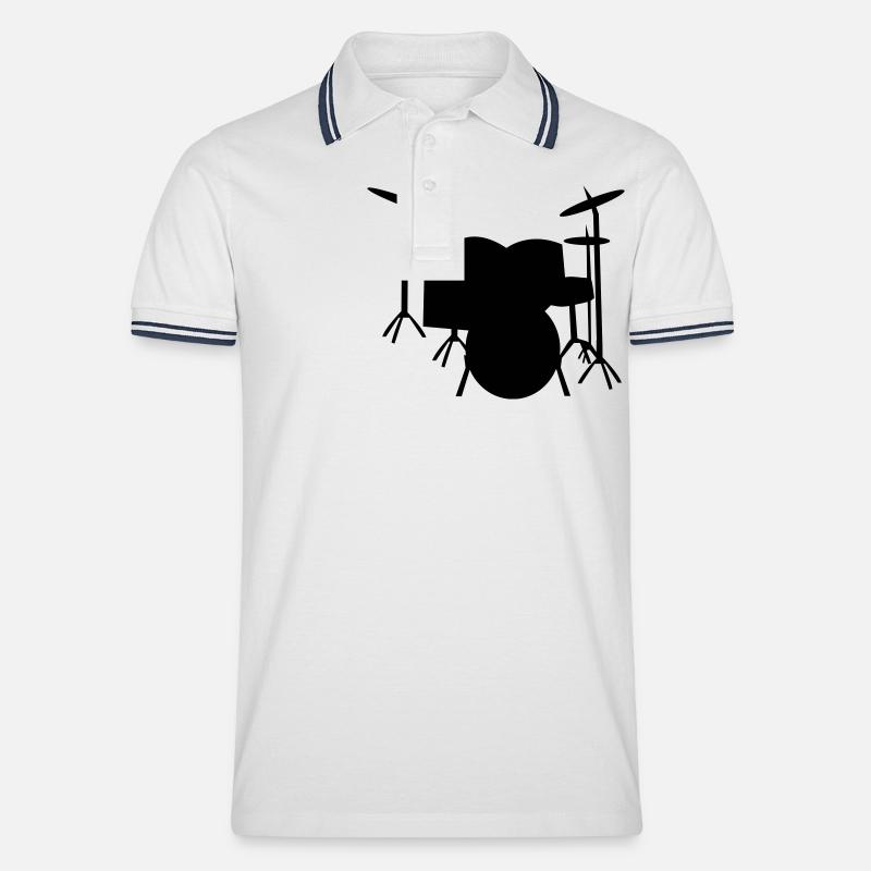 Drums Schlagzeug Drum - Männer Tipped Poloshirt - Weiß/Navy