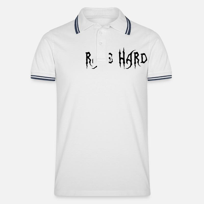 Rave Hard - Männer Tipped Poloshirt - Weiß/Navy