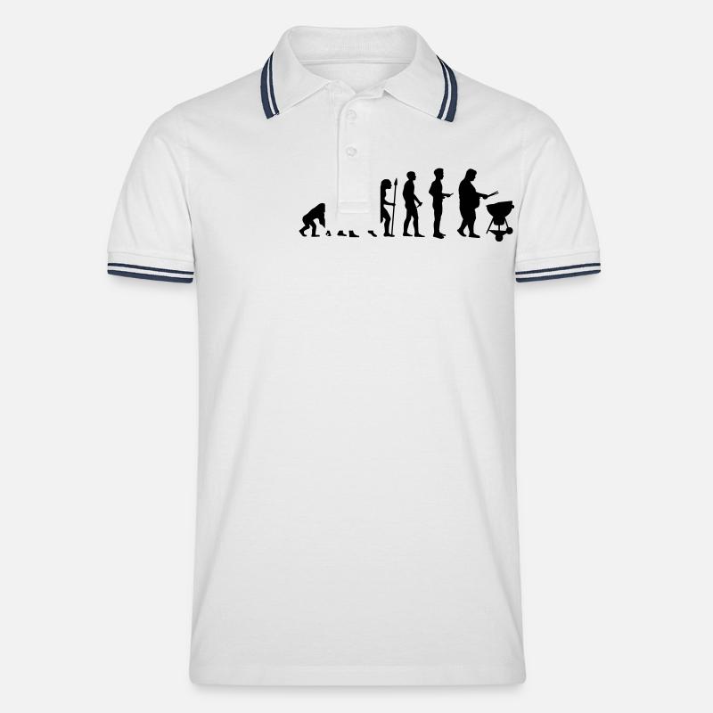 Fat man grill evolution - Männer Tipped Poloshirt - Weiß/Navy