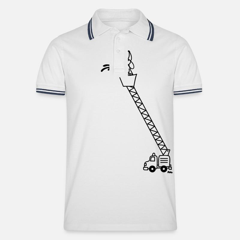 Feuerwehrmann mit Feuerwehrauto - Männer Tipped Poloshirt - Weiß/Navy