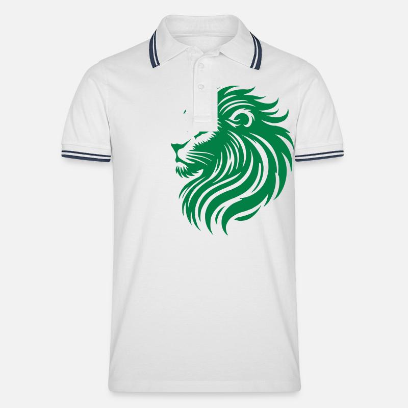 Löwe Zeichnung Tier - Männer Tipped Poloshirt - Weiß/Navy