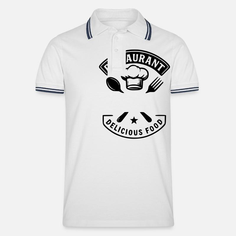 Restaurant leckeres Essen - NAME - Männer Tipped Poloshirt - Weiß/Navy